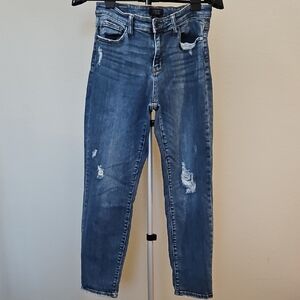Judy Blue Distressed Ankle Jeans - Blue